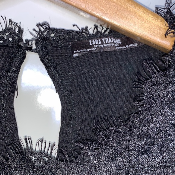 ZARA Black Lace Contrast Easy Pull On Dress - Picture 6 of 14